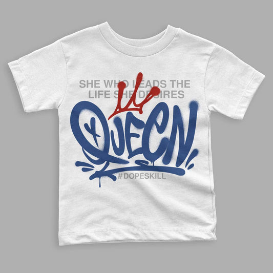 French Blue 13s DopeSkill Toddler Kids T-shirt Queen Graphic - White 