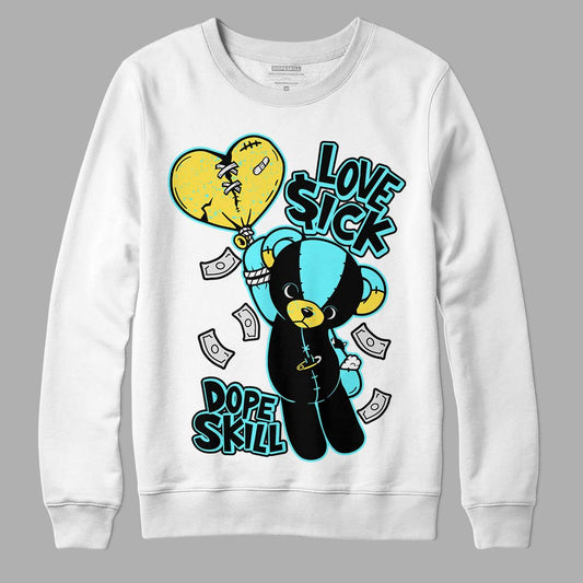 Aqua 5s DopeSkill Sweatshirt Love Sick Graphic - White