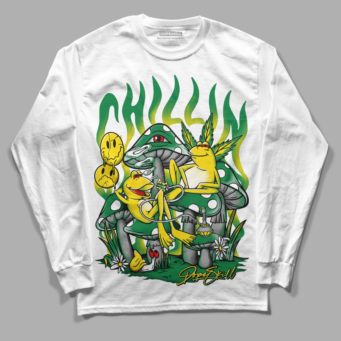 Dunk Low Reverse Brazil DopeSkill Long Sleeve T-Shirt Chillin Graphic - White