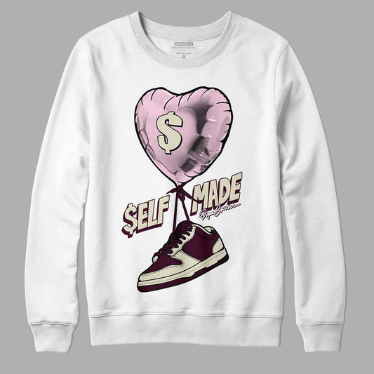 Dunk Low Night Maroon and Medium Soft Pink DopeSkill Sweatshirt Self Made Graphic Streetwear - White 