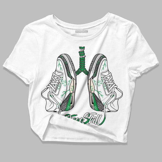 Jordan 3 WMNS “Lucky Green” DopeSkill Women's Crop Top Breathe Graphic Streetwear - White 