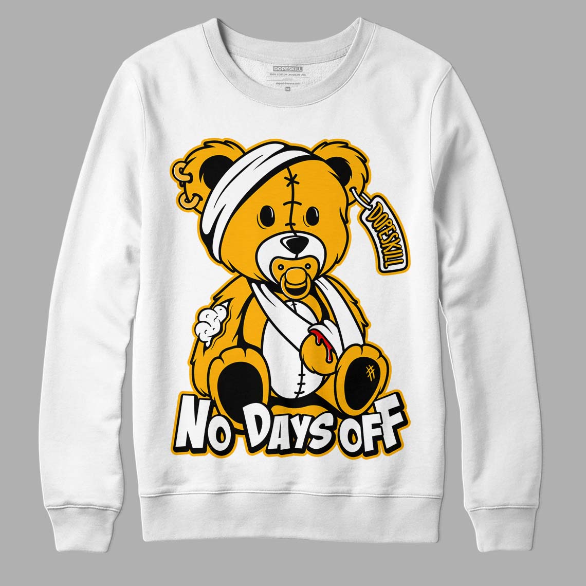 Goldenrod Dunk DopeSkill Sweatshirt Hurt Bear Graphic - White 