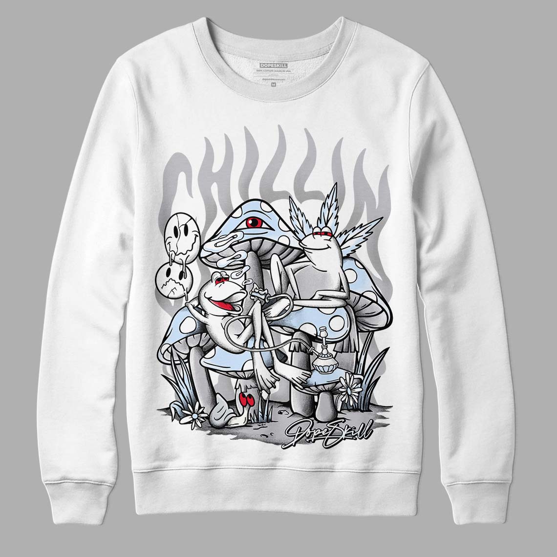 Jordan 11 Retro Low Cement Grey DopeSkill Sweatshirt Chillin Graphic Streetwear - White 