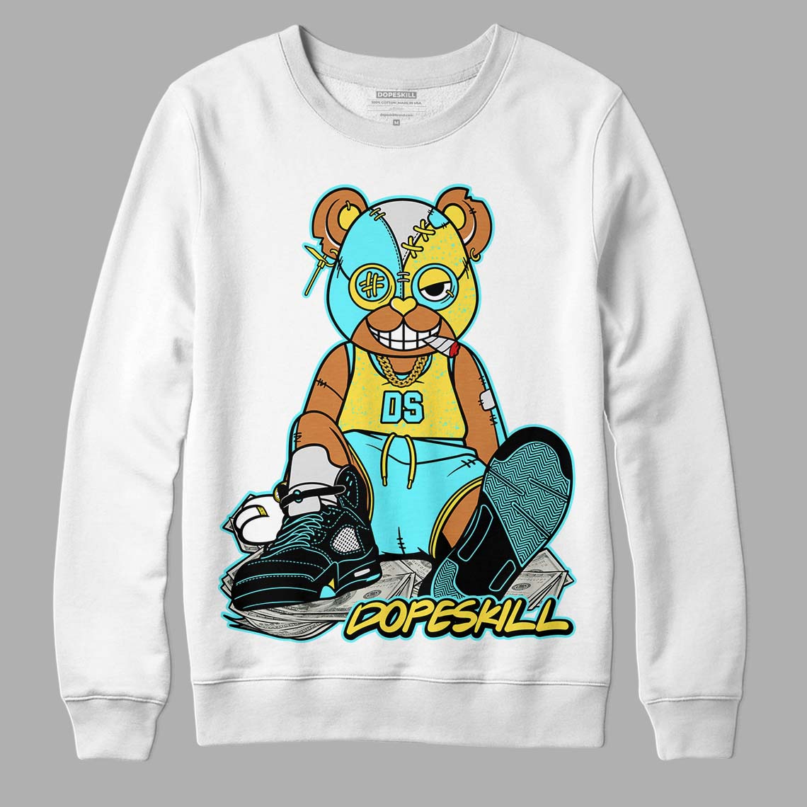 Aqua 5s DopeSkill Sweatshirt Greatest Graphic - White 