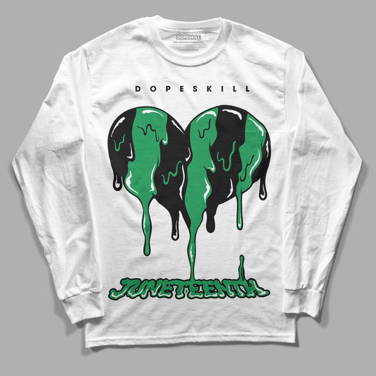 Jordan 1 Low Lucky Green DopeSkill Long Sleeve T-Shirt Juneteenth Heart Graphic Streetwear - White