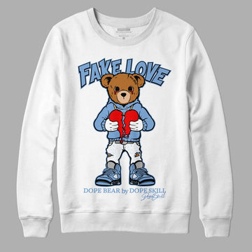 Jordan 5 Retro University Blue DopeSkill Sweatshirt Fake Love Graphic Streetwear - White