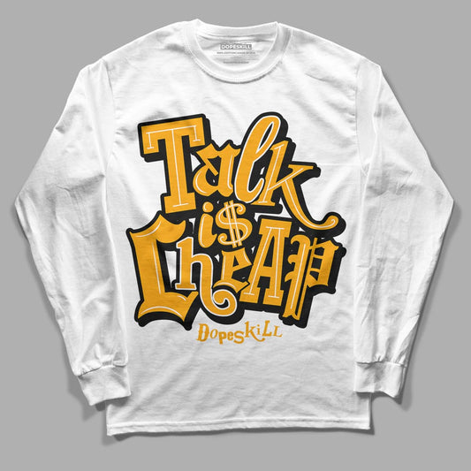 Black Taxi 12s DopeSkill Long Sleeve T-Shirt Talk Is Chip Graphic - White 