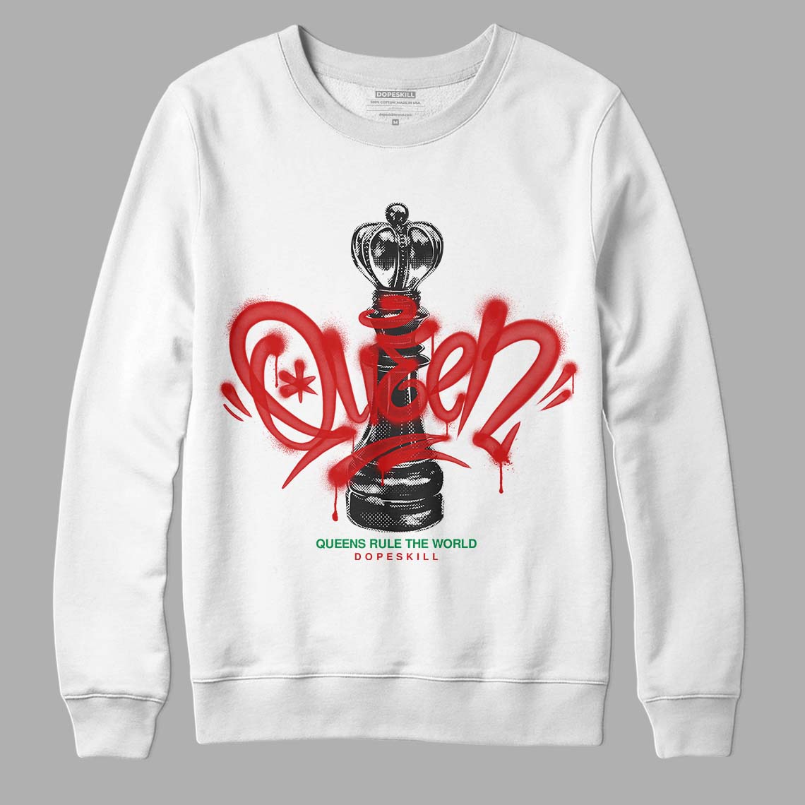 Black History Collection DopeSkill Sweatshirt Queen Chess Graphic - White 