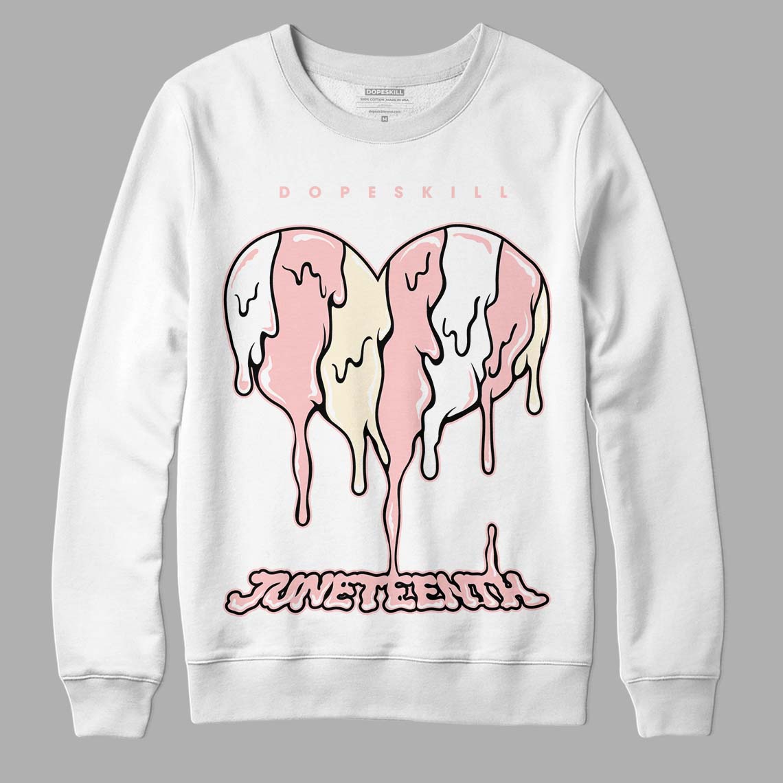 Jordan 1 High OG WMNS Washed Pink DopeSkill Sweatshirt Juneteenth Heart Graphic Streetwear - White