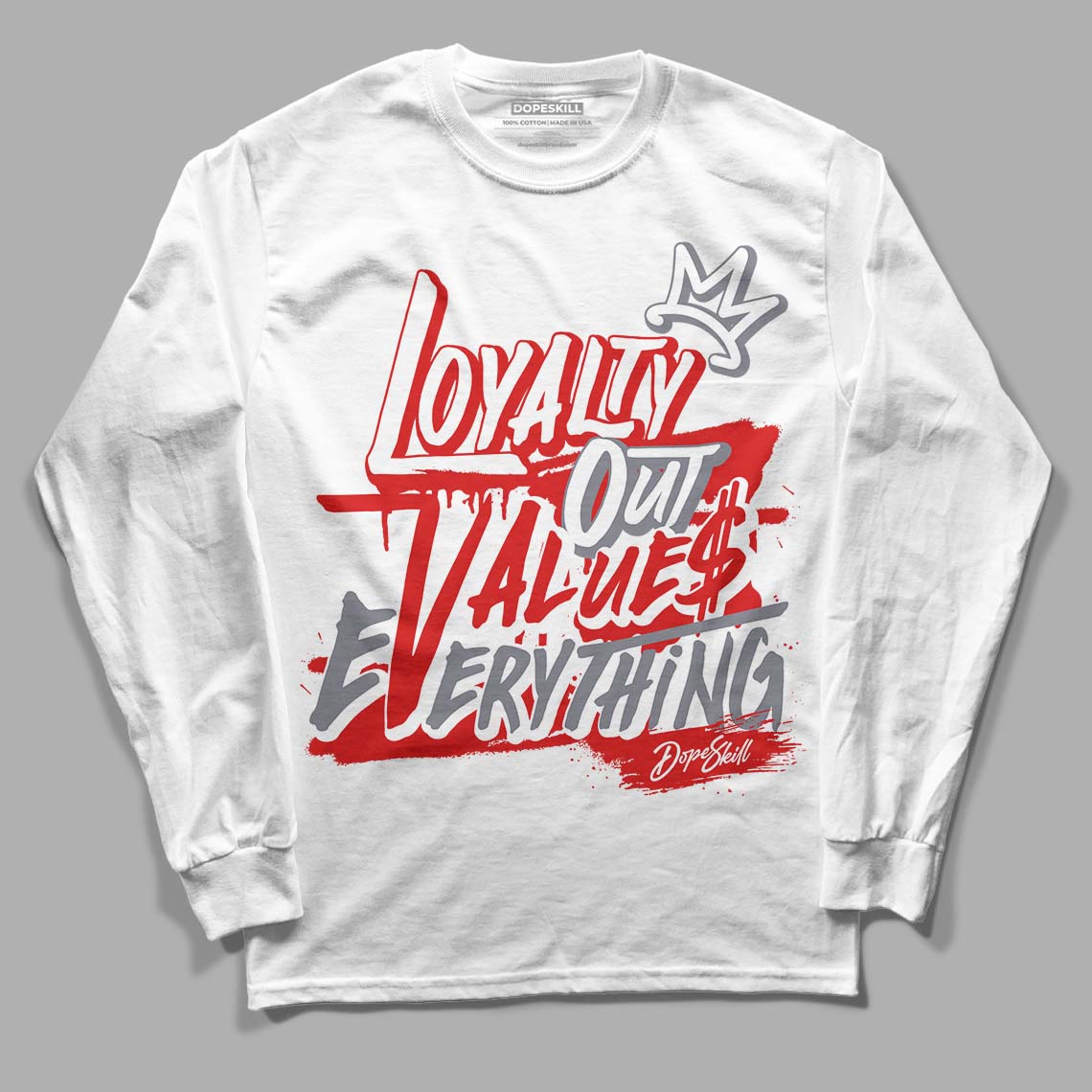 Gym Red 9s DopeSkill Long Sleeve T-Shirt LOVE Graphic - White 