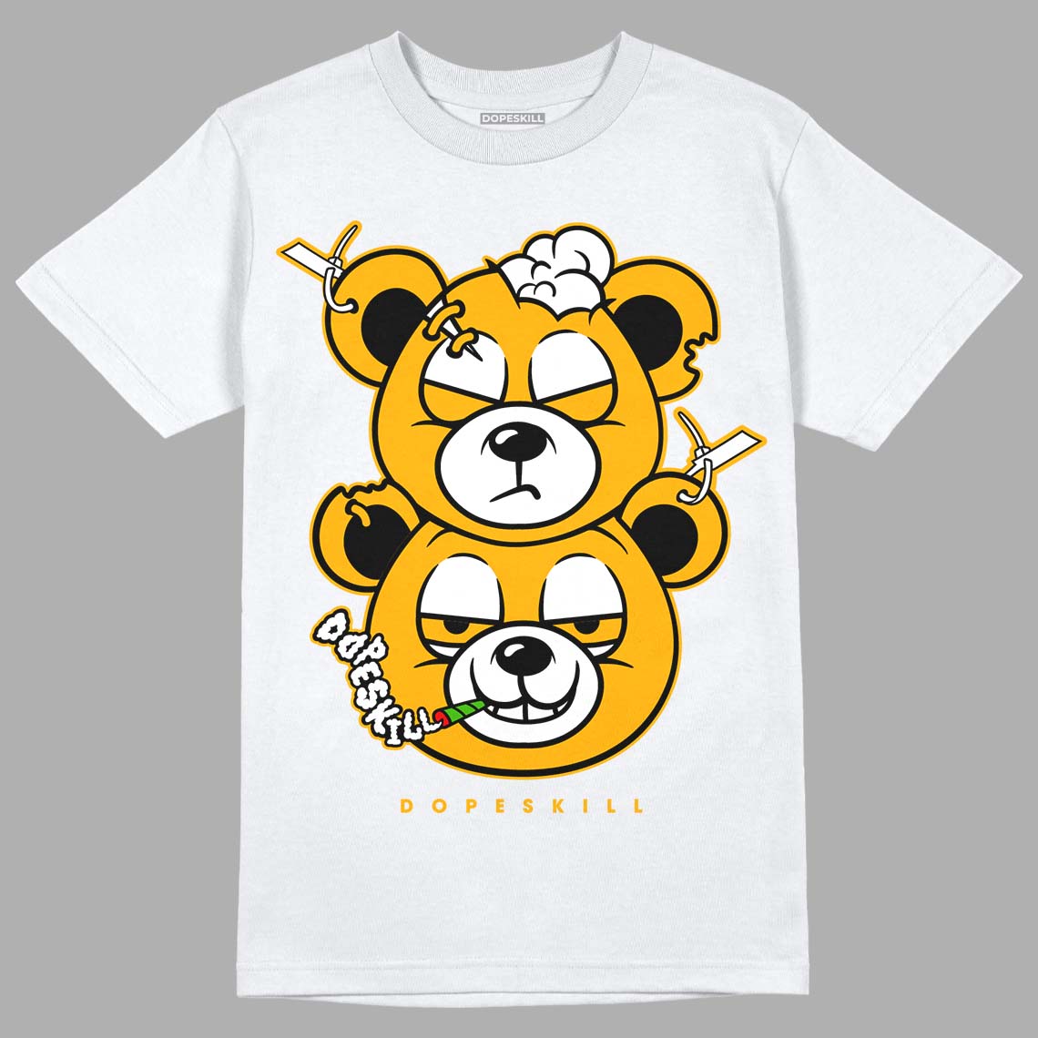 Goldenrod Dunk DopeSkill T-Shirt New Double Bear Graphic - White 