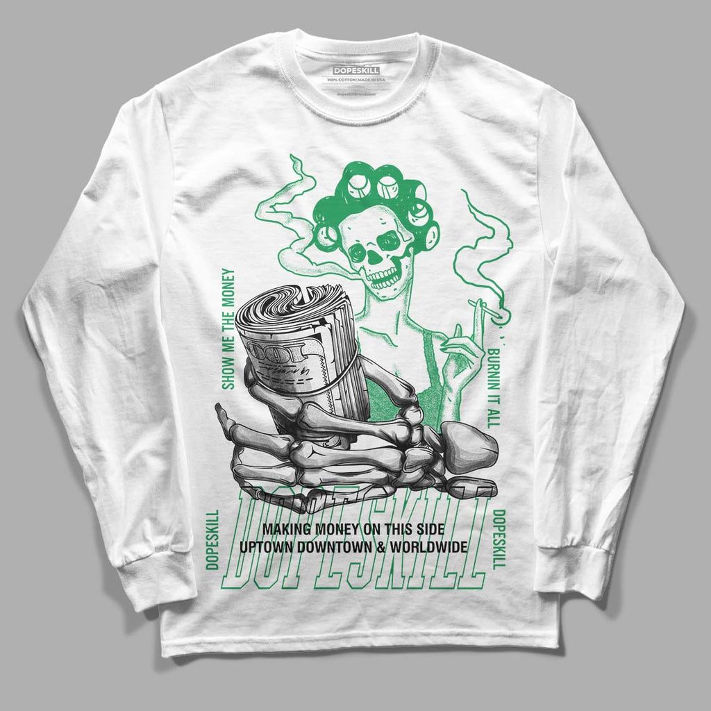Jordan 6 Rings "Lucky Green" DopeSkill Long Sleeve T-Shirt Show Me The Money Graphic Streetwear - White