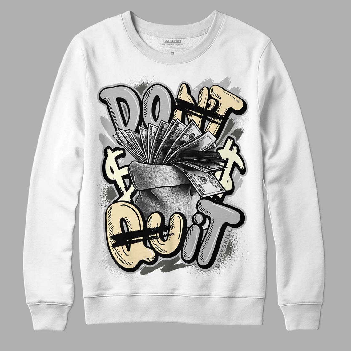 Jordan 4 Retro SE Craft Photon Dust DopeSkill Sweatshirt Don't Quit Graphic Streetwear  - White 