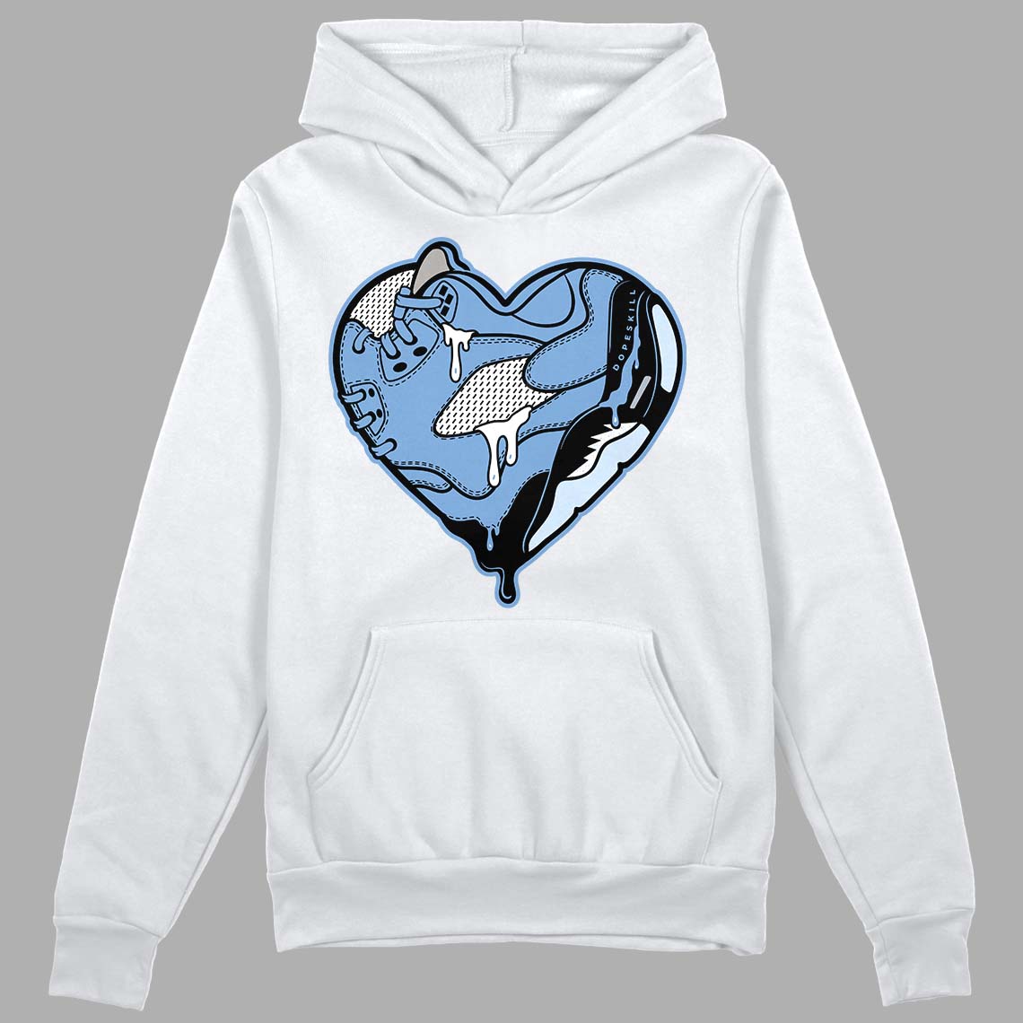 Jordan 5 Retro University Blue DopeSkill Hoodie Sweatshirt Heart Jordan 5 Graphic Streetwear - White 