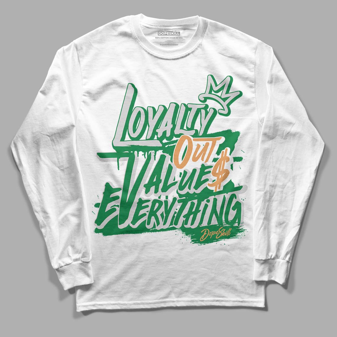 Nike SB x Jordan 4 “Pine Green” DopeSkill Long Sleeve T-Shirt LOVE Graphic Streetwear - White