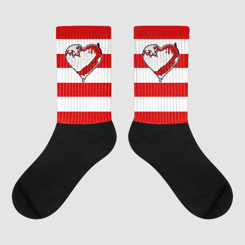 Gym Red 9s Sublimated Socks Horizontal Stripes Graphic