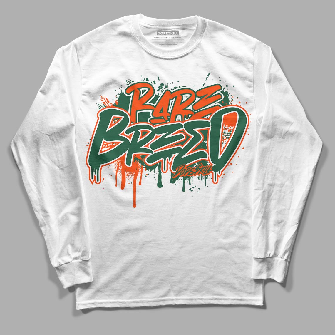 Dunk Low Team Dark Green Orange DopeSkill Long Sleeve T-Shirt Rare Breed Graphic - White