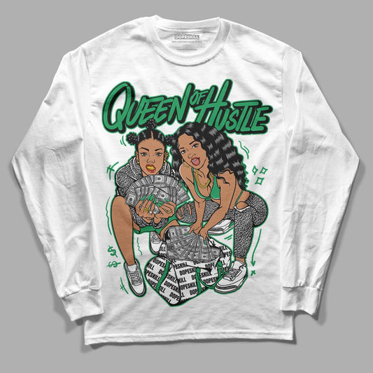 Jordan 3 WMNS “Lucky Green” DopeSkill Long Sleeve T-Shirt Queen Of Hustle Graphic Streetwear - White