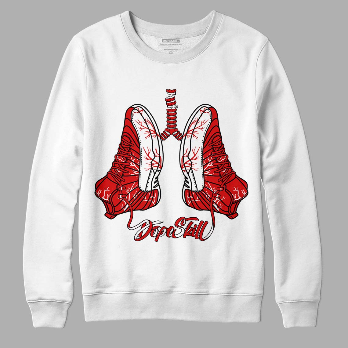 Jordan 12 Retro ‘Gym Red’ DopeSkill Sweatshirt Breathe Graphic Streetwear - White 