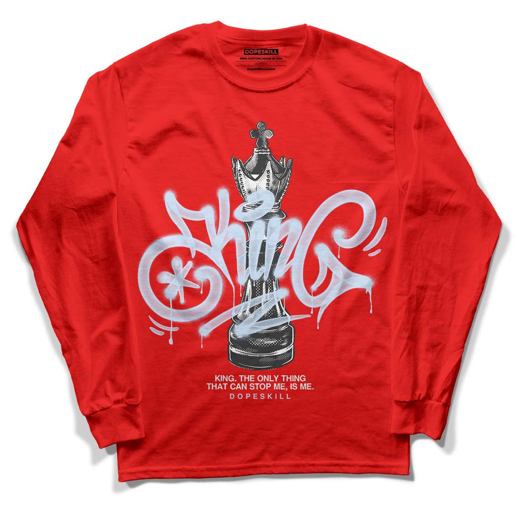 Jordan 11 Retro Cherry DopeSkill Long Sleeve Varsity Red T-Shirt King Chess Graphic Streetwear