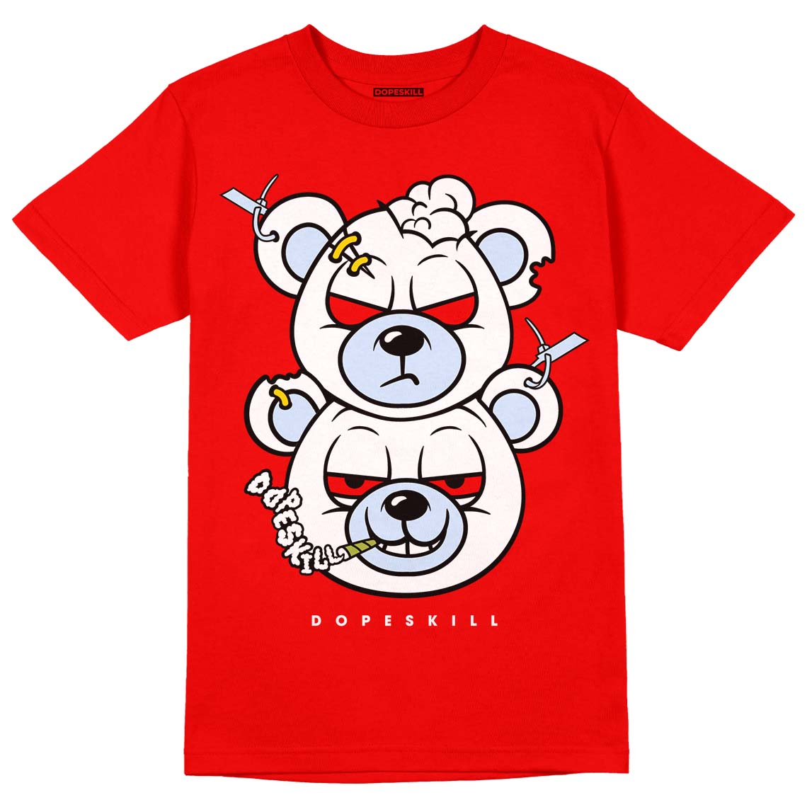 Cherry 11s DopeSkill Varsity Red T-shirt New Double Bear Graphic