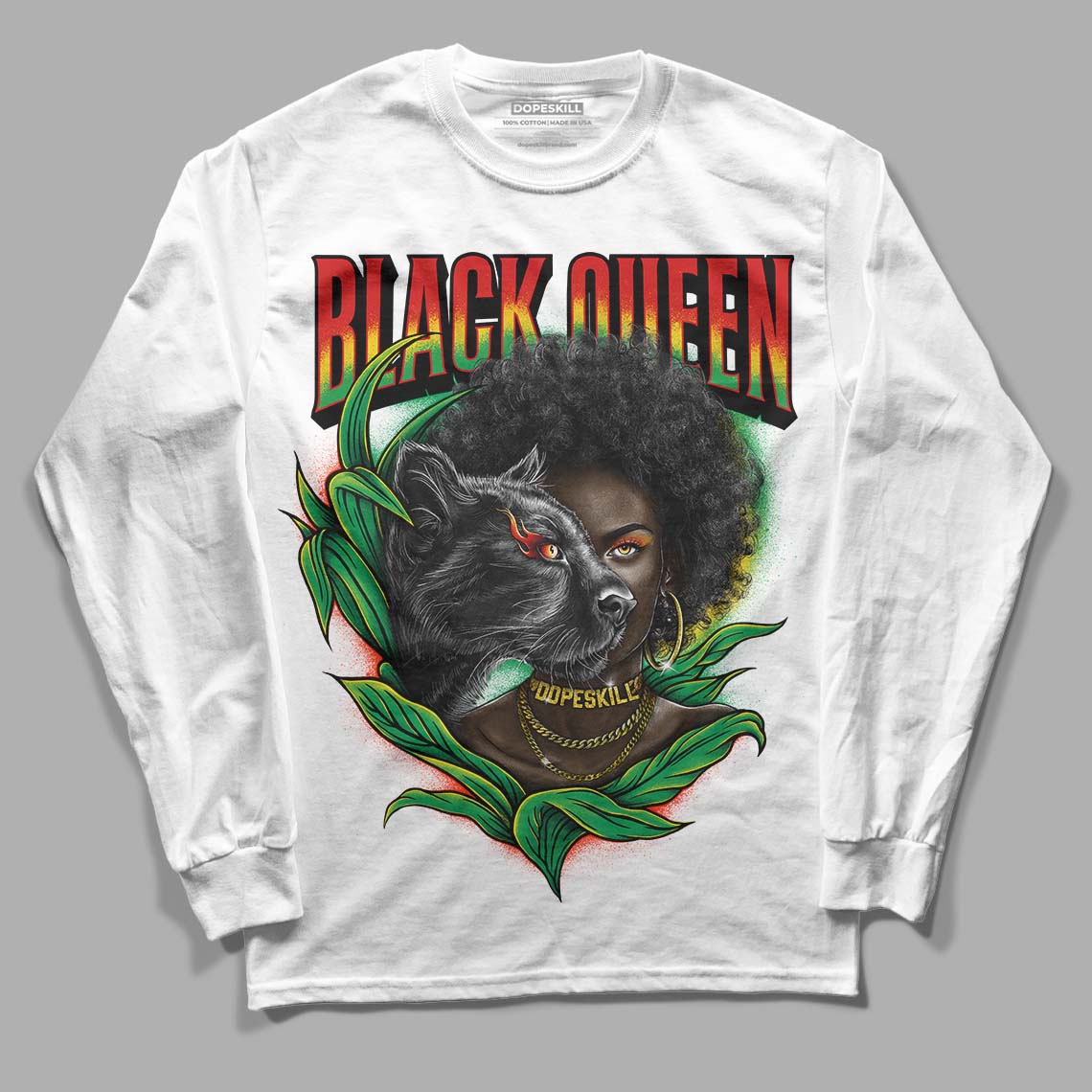 Black History Collection DopeSkill Long Sleeve T-Shirt New Black Queen Graphic - White 