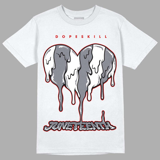 Fire Red 9s DopeSkill T-Shirt Juneteenth Heart Graphic - White 