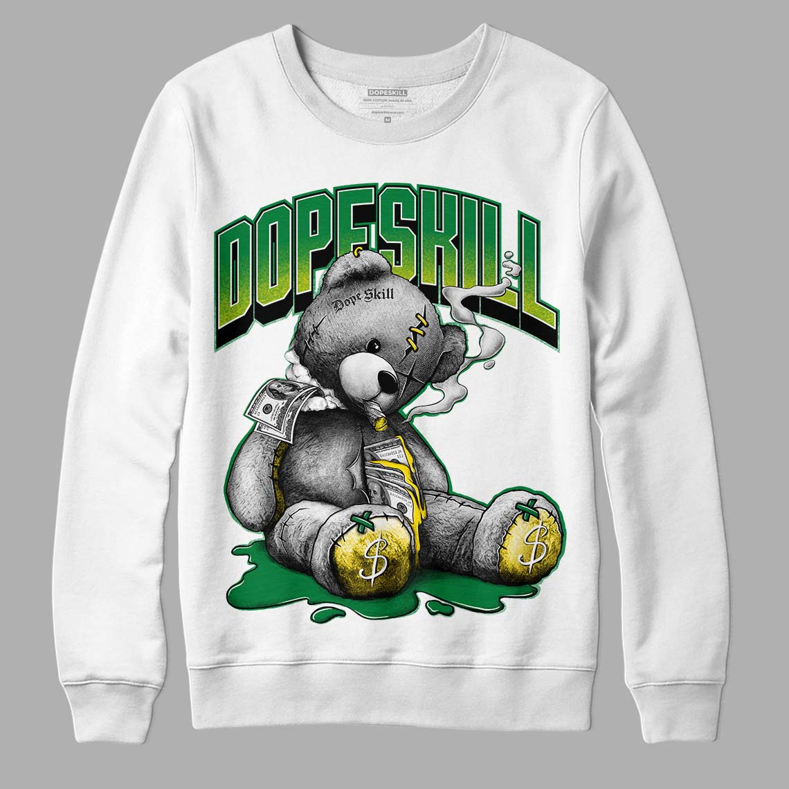 Dunk Low Reverse Brazil DopeSkill Sweatshirt Sick Bear Graphic - White