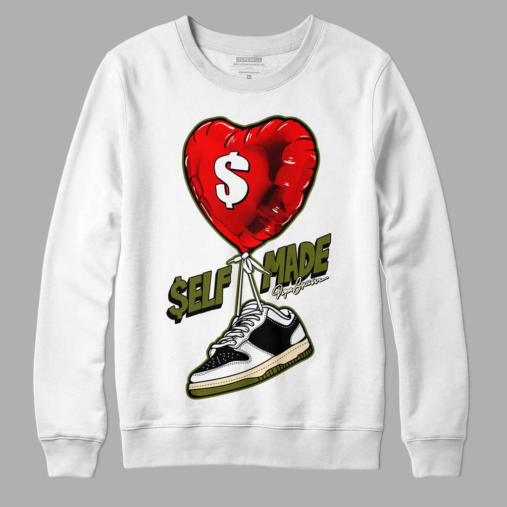 Travis Scott x Jordan 1 Low OG “Olive” DopeSkill Sweatshirt Self Made Graphic Streetwear - White