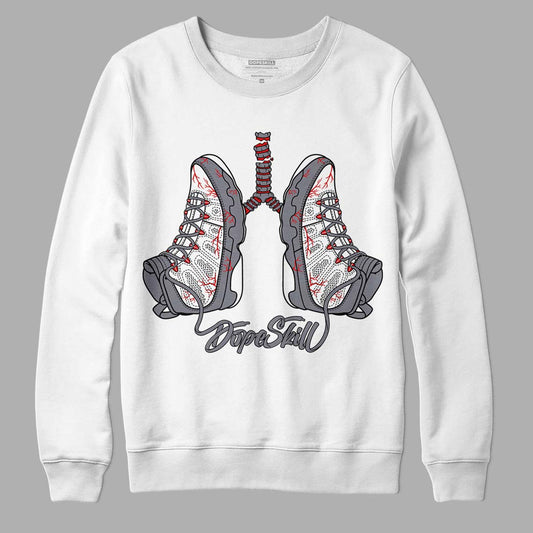 Fire Red 9s DopeSkill Sweatshirt Breathe Graphic - White 