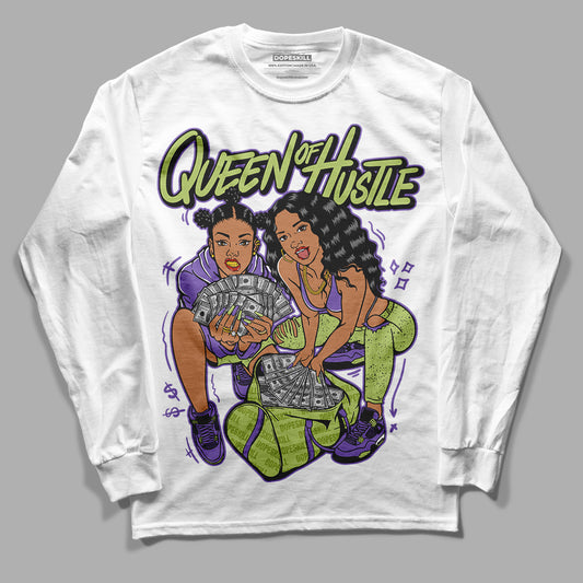 Canyon Purple 4s DopeSkill Long Sleeve T-Shirt Queen Of Hustle Graphic - White 