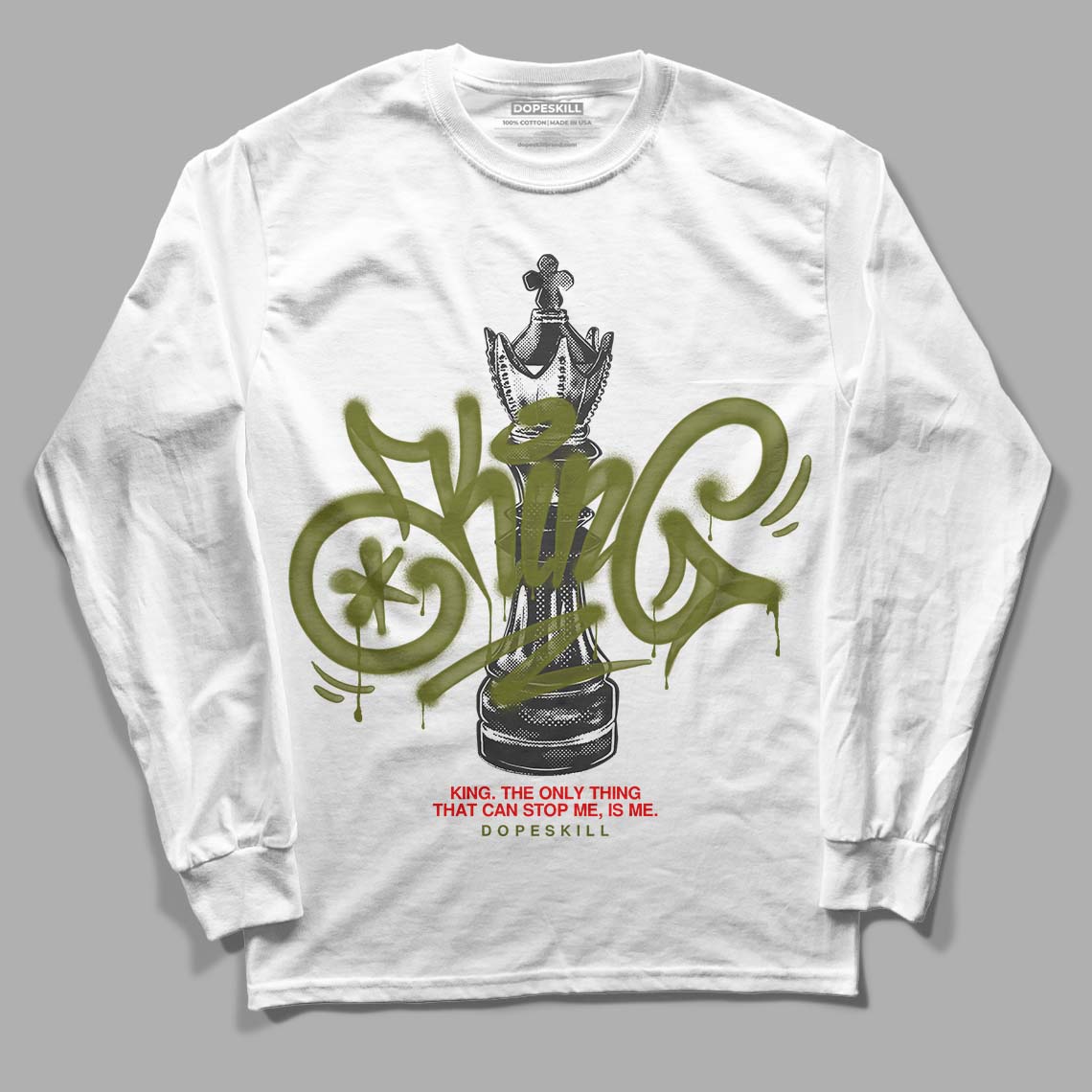 Travis Scott x Jordan 1 Low OG “Olive” DopeSkill Long Sleeve T-Shirt King Chess Graphic Streetwear - White