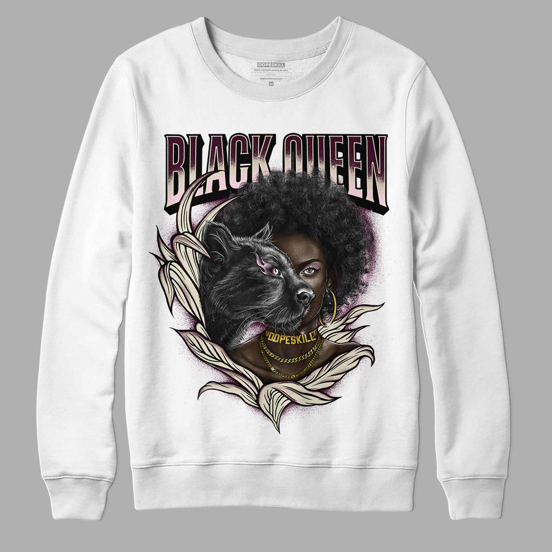 Dunk Low Night Maroon and Medium Soft Pink DopeSkill Sweatshirt New Black Queen Graphic Streetwear - White 