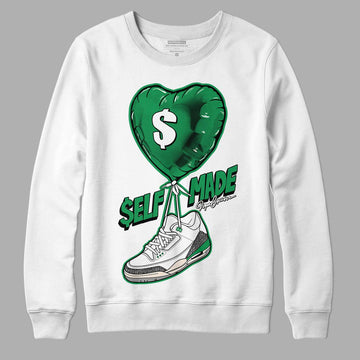 Jordan 3 WMNS “Lucky Green” DopeSkill Sweatshirt Self Made Graphic Streetwear - White