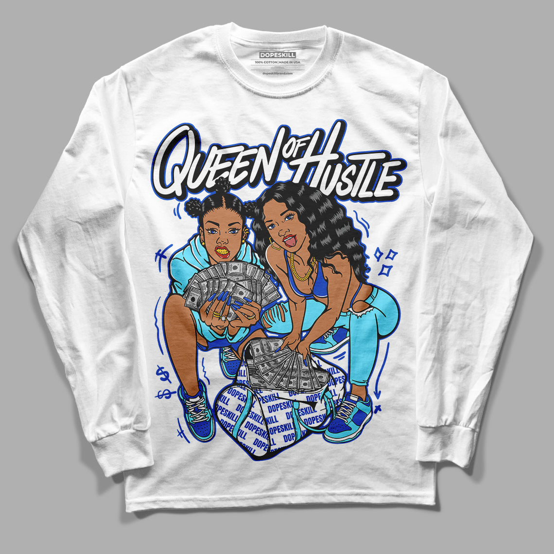 SB Dunk Argon DopeSkill Long Sleeve T-Shirt Queen Of Hustle Graphic - White 