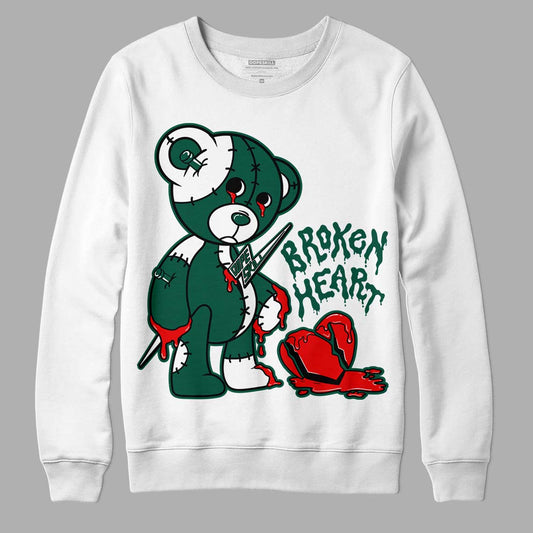 Lottery Pack Malachite Green Dunk Low DopeSkill Sweatshirt Broken Heart Graphic - White