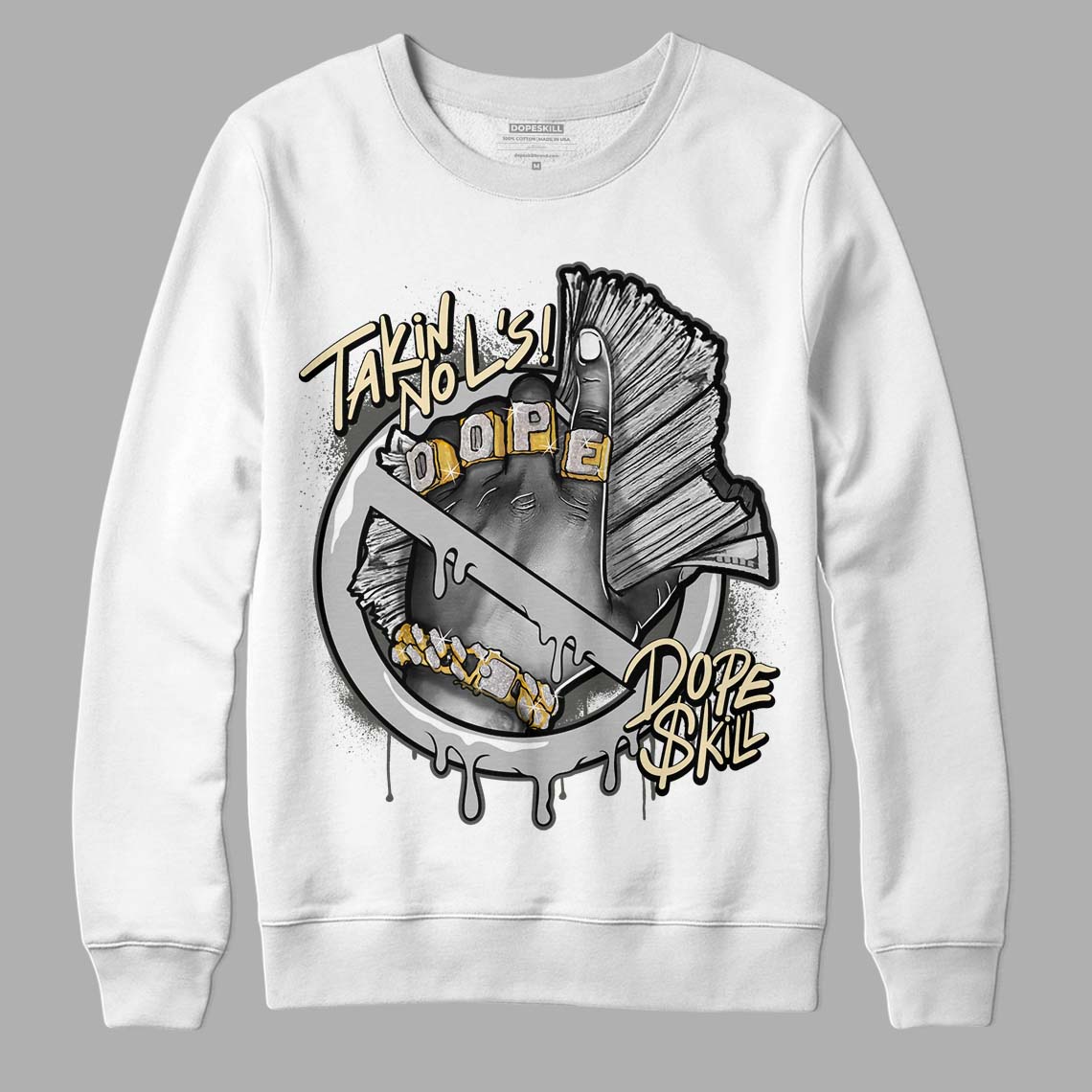 Jordan 4 Retro SE Craft Photon Dust DopeSkill Sweatshirt Takin No L's Graphic Streetwear  - White 