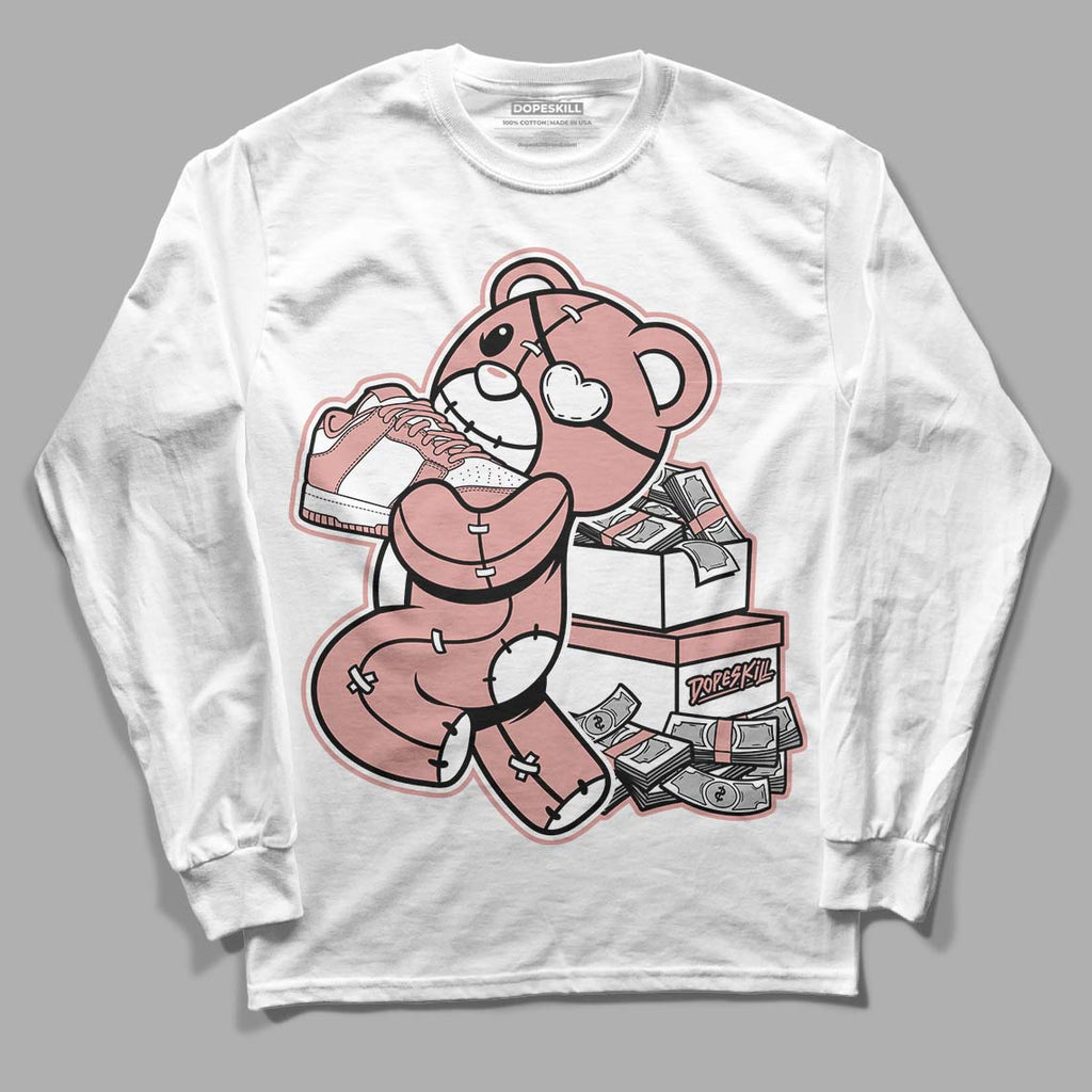 Rose Whisper Dunk Low DopeSkill Long Sleeve T-Shirt Bear Steals Sneaker Graphic - White 