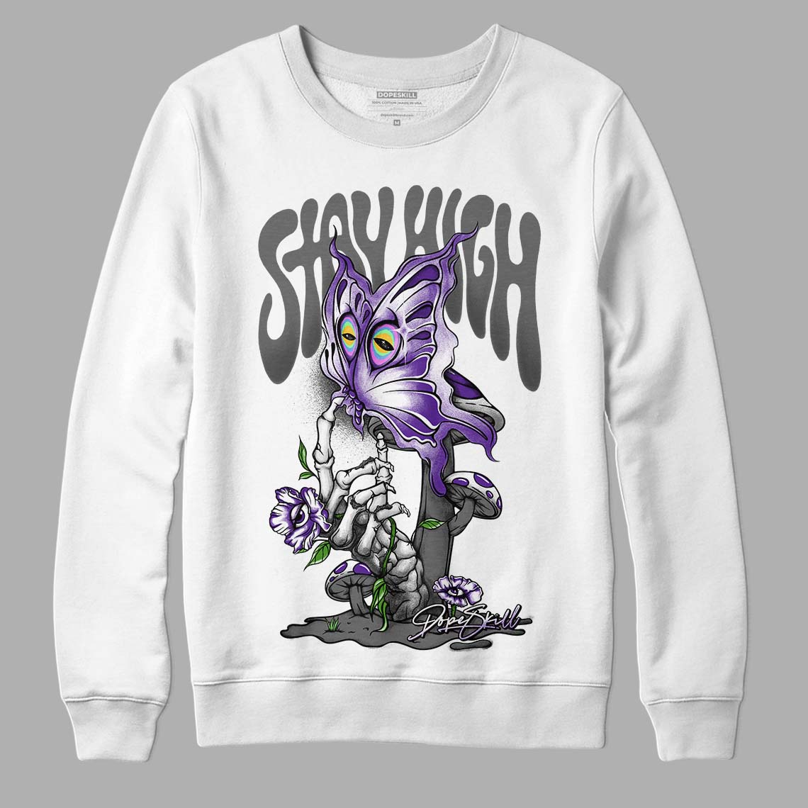 Dark Iris 3s DopeSkill Sweatshirt Stay High Graphicv - White 