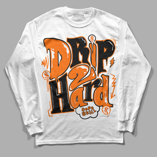 Orange Black White DopeSkill Long Sleeve T-Shirt Drip Too Hard Graphic - White 