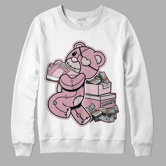 Dunk Low Teddy Bear Pink DopeSkill Sweatshirt Bear Steals Sneaker Graphic - White 