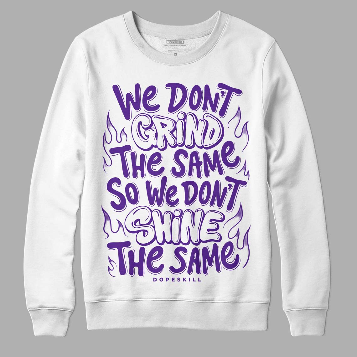 Jordan 3 Dark Iris DopeSkill Sweatshirt Grind Shine Graphic Streetwear - White 