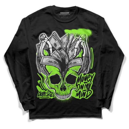 Neon Green Collection DopeSkill Long Sleeve T-Shirt MOMM Skull Graphic - Black