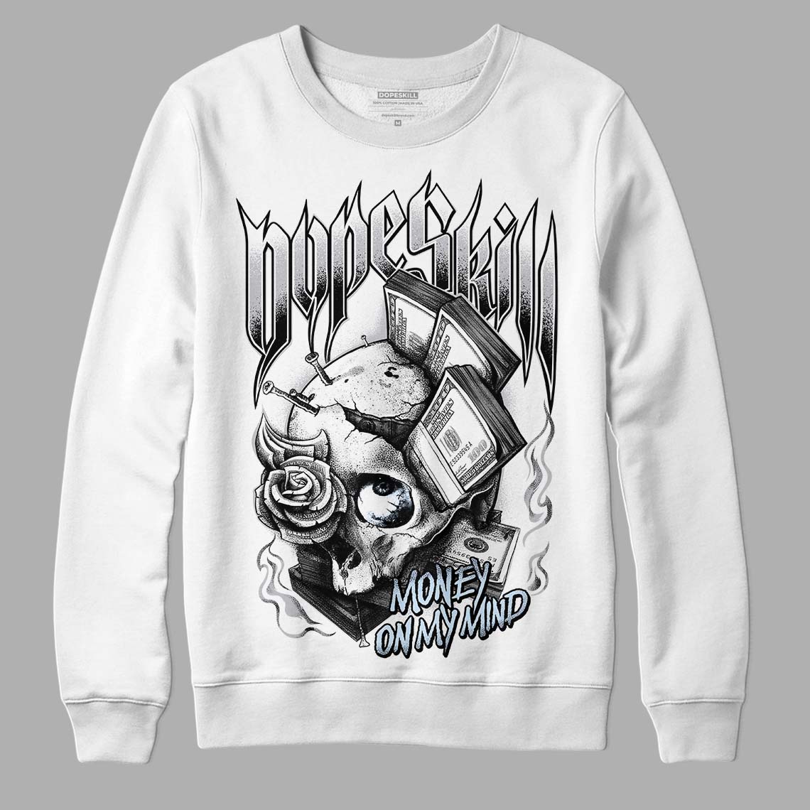 Jordan 11 Retro Low Cement Grey DopeSkill Sweatshirt Money On My Mind Graphic Streetwear - White