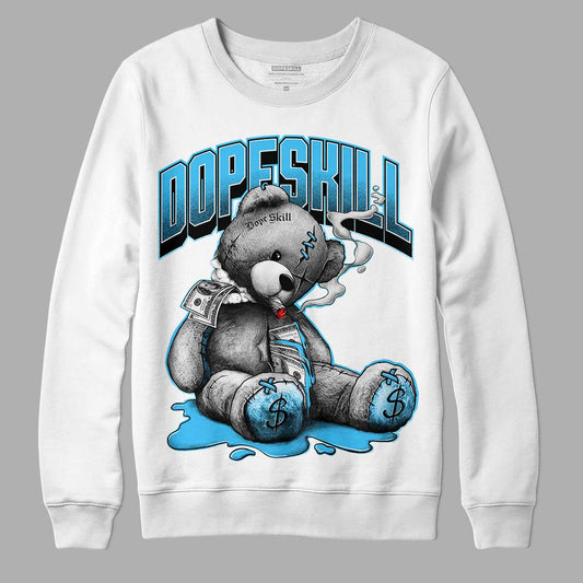 University Blue 13s DopeSkill Sweatshirt Sick Bear Graphic - White 