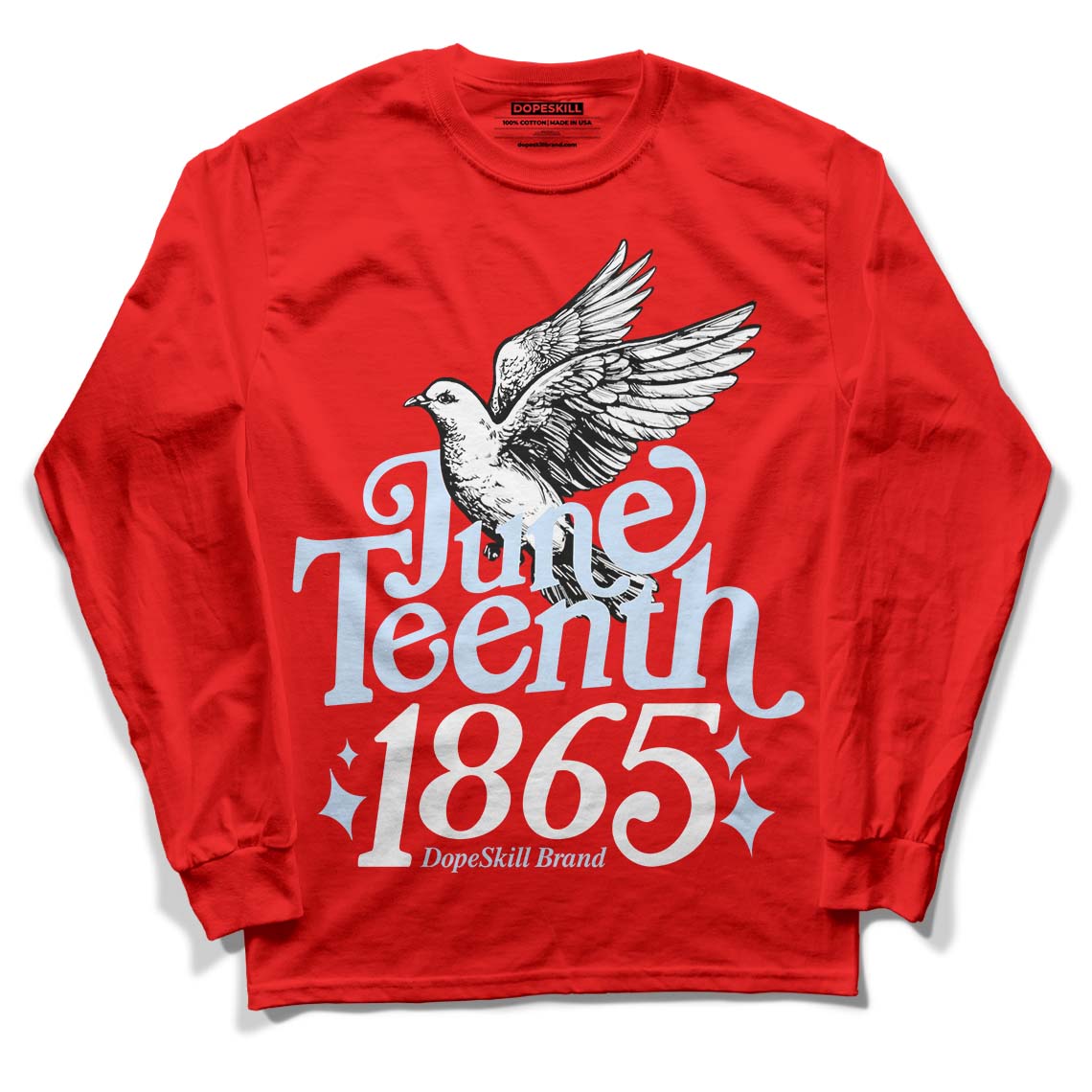 Jordan 11 Retro Cherry DopeSkill Varsity Red Long Sleeve T-Shirt Juneteenth 1865 Graphic Streetwear