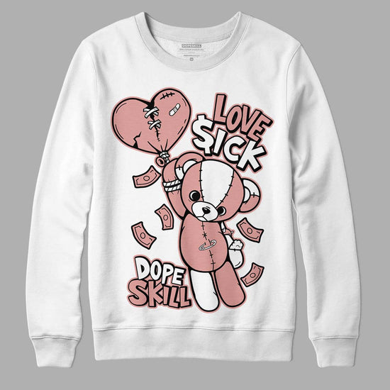Rose Whisper Dunk Low DopeSkill Sweatshirt Love Sick Graphic - White 