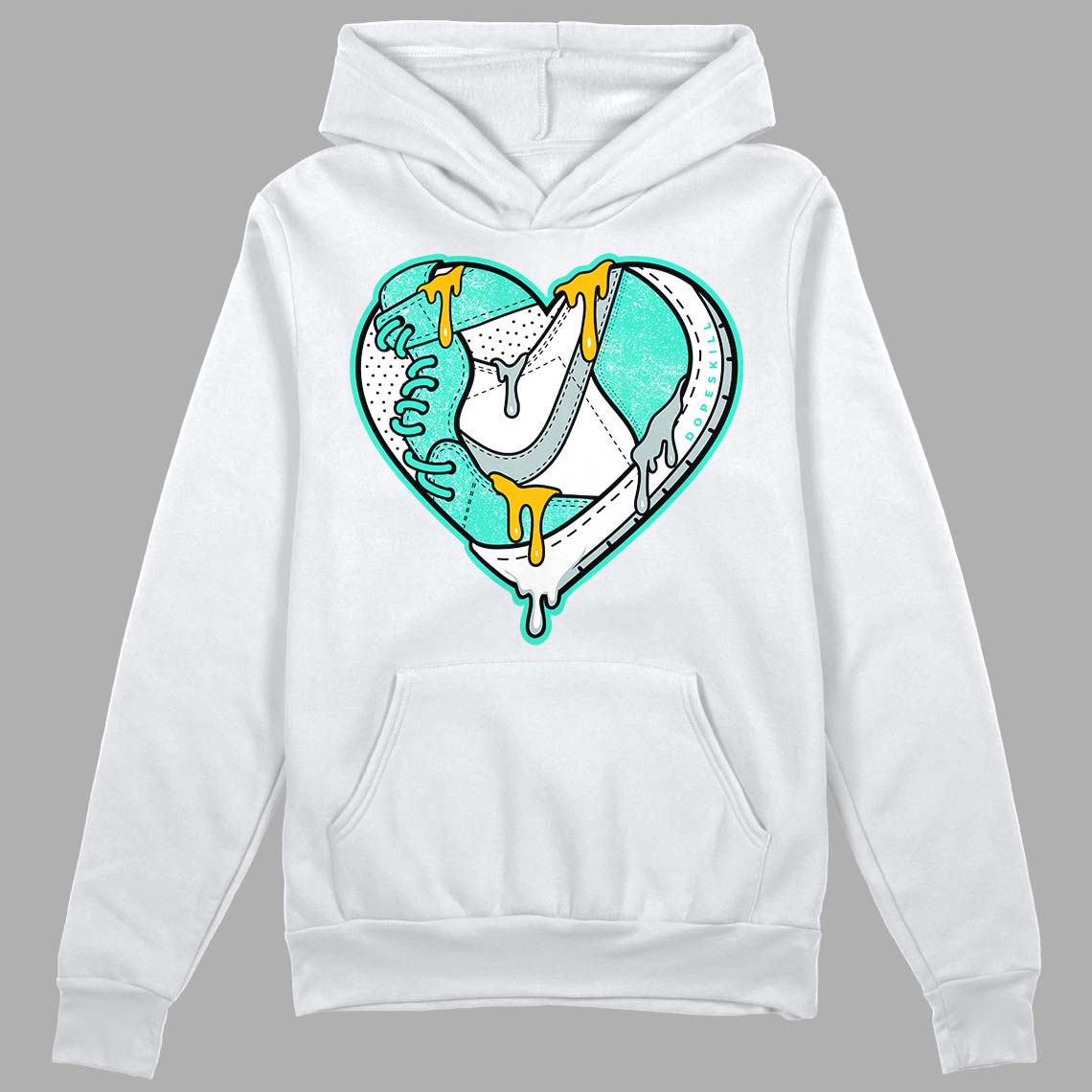 New Emerald 1s  DopeSkill Hoodie Sweatshirt Heart Jordan 1 Graphic - White 