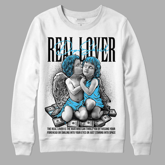 University Blue 13s DopeSkill Sweatshirt Real Lover Graphic - White 
