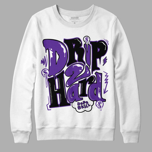 PURPLE Collection DopeSkill Sweatshirt Drip Too Hard Graphic - White